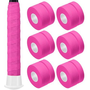 Imagem de Gemscream 6 peças de fita adesiva de lacrosse de 9 m 2,5 cm fita absorvente não pré-cortada para tacos de beisebol de lacrosse (rosa)