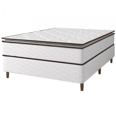 Imagem de Cama Box Umaflex New Itália Molas Ensacadas E Pillow Top D26 Branco Com Marrom