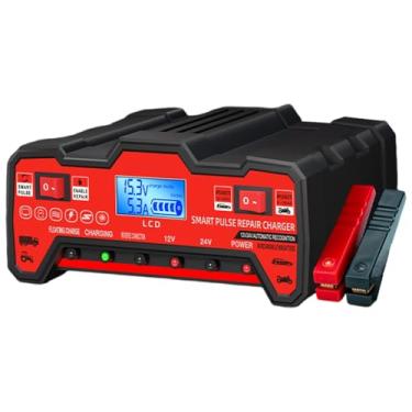 Imagem de Carregador de bateria inteligente, Carregador de bateria de carro | Carregador de bateria para carro com display LCD Carregador de bateria marítima - Carregador versátil de bateria para caminhão, carr