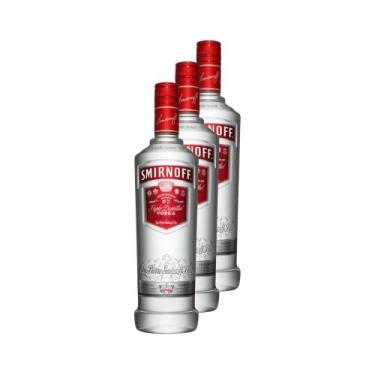 Imagem de Smirnoff, Vodka Tradicional, 600ml, 3 Unidades, Origem Rússia, Sem Glúten, Feito com Trigo, Aveia, Cevada, Malte e Água