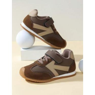 Imagem de Tênis esportivo infantil durável, sola antiderrapante, leve e respirável para crianças pequenas/grandes, Marrom, 16