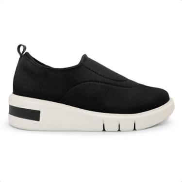 Imagem de Tênis Usaflex Feminino Slip On Tecido Detalhe Costura Casual Preto Am01009001 35