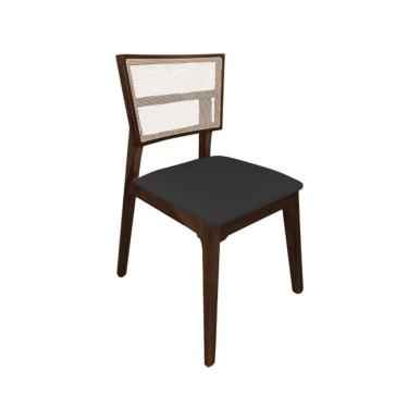 Imagem de Cadeira De Jantar Em Tela Premium Madeira Maciça Manuela Preto Facto Mel