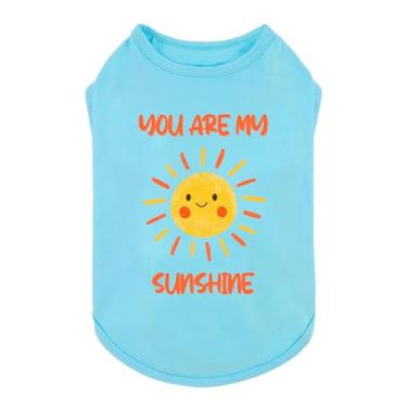 Imagem de Fitwarm Camiseta You are My Sunshine Dog, roupas tropicais de verão para cães pequenos, meninos e meninas, roupa engraçada para animais de estimação, azul, amarelo, pequeno