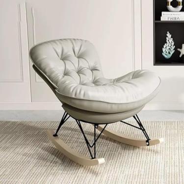 Imagem de Tech Cloth Cadeira de balanço Lounge Cadeira de lazer Cadeiras de sofá para quarto, escritório, sala de estar (cinza, sem apoio para os pés)