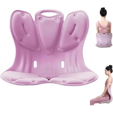 Imagem de Almofada ergonômica de suporte lombar para cadeira de apoio lombar, portátil com alça, capa removível e lavável, para estudantes, trabalhadores de escritório, mães que amamentam por muito tempo