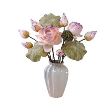 Imagem de Arranjo de flores de seda artificial de festa simulação de lótus zen decoração de mesa de centro de alta qualidade jardim