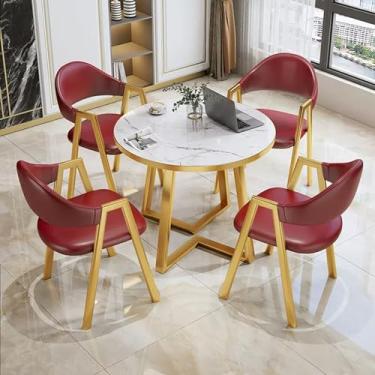 Imagem de Conjunto de mesa redonda e cadeira de clube de recepção de escritório, mesa de negociação e cadeira, mesa de centro de sala de conferências, conjunto de mesa de jantar, mesa de lazer (cor: 18, tamanho