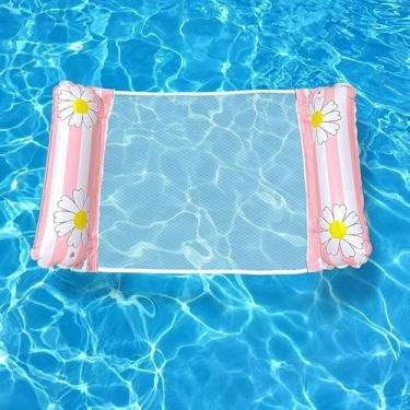 Imagem de Colchão inflável semitransparente para piscina com tela mosquiteira, 120x80 cm - capacidade de peso de 100 kg. Um colchã(Rosa)