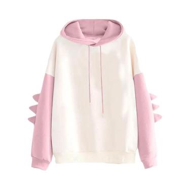 Imagem de Moletom Unissex De Inverno Casual Com Estampa De Dinossauro Em Cores C