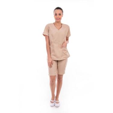 Imagem de Kit com 2 Conjuntos de Jaleco Fechado e Bermuda em Tecido Oxford para 