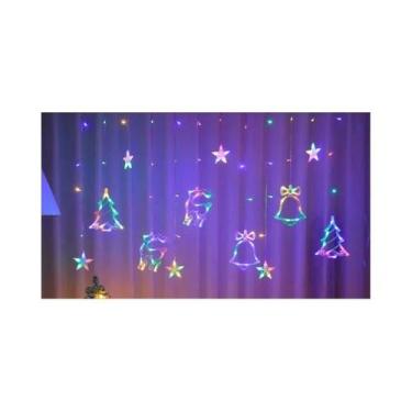 Imagem de Cortina De Luzes LED De Natal Com Sinos E Estrelas De 3,5m Para Decora