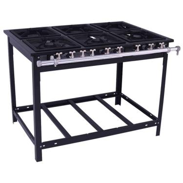 Imagem de Fogão Industrial Venâncio A Gás Glp 6 Bocas - 3 Simples 3 Duplas 30x30 Parede E6 14804