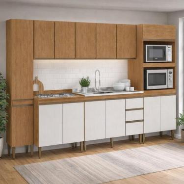 Imagem de Armário de Cozinha Completa Modulada com Paneleiro 6 peças 3,20m Essen