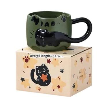 Imagem de Caneca De Cerâmica Empilhável Com Design De Gato Fofo Para Café E Chá,