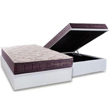 Imagem de Cama Box Baú Novo + Colchão Molas Kappesberg Ensacadas Inverno Verão + Base Crc Courano White