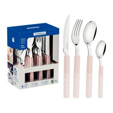Imagem de Faqueiro Bliss 16 Peças Linho 29899/140 - Tramontina, Rosa Claro e Bra