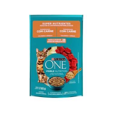 Imagem de Sachê Nestlé Purina One para Gato Adultos e Castrados sabor Carne 85g,