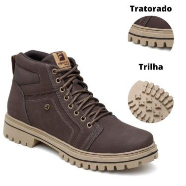 Imagem de Bota Masculina em Couro Confortável Coturno Casual Resistente-Masculino