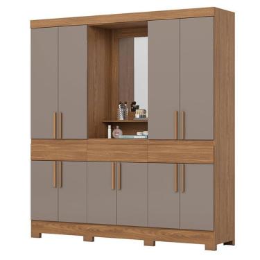 Imagem de Guarda Roupa Casal Daniel 10 Portas 3 Gavetas Com Espelho E Pés B374 Nature Avelã - Hen...