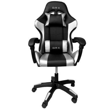 Imagem de Cadeira Gamer Impact Silver CGB-008SL BR-X em Tecido com Pistão a Gás e Almofadas Cervical e Lombar Preto