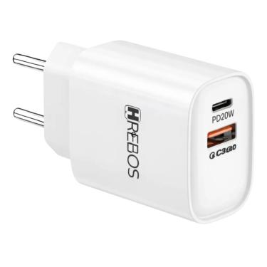 Imagem de Carregador Rápido 20W MDM Compacto com Cabo Tipo C e Lightning para Smartphone Branco 1 Unidade
