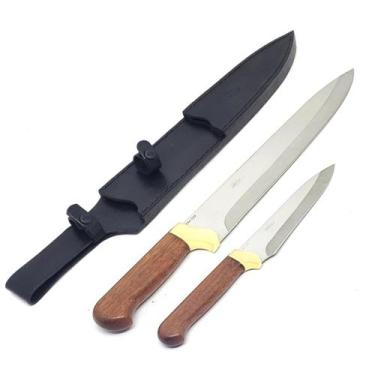 Imagem de Kit Churrasco e Cozinha Arkhip Grãnchef 12'' e 6' Cabo Madeira Bainha