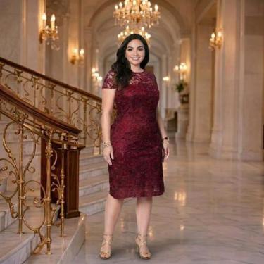 Imagem de Vestido Plus Size 76 Madrinha Renda Batizado Civil Aniversario - Bella