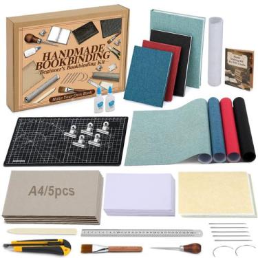 Imagem de Kit de Encadernação JUPEAN Cartolina A4 com 4 Tecidos Coloridos