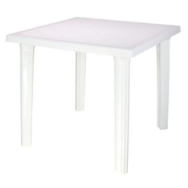 Imagem de Mesa Sancho Quadrada Tampo em Polipropileno Estrutura em Plástico Desmontável Branco Tramontina 80CM