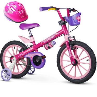 Imagem de Bicicleta com Rodinha e Capacete Top Girls Aro 16 Nathor