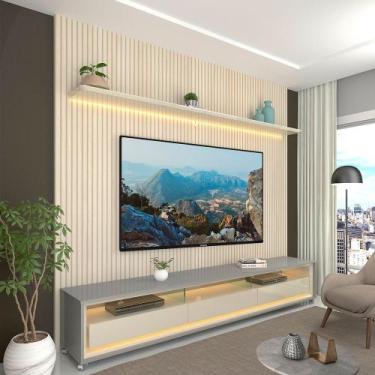 Imagem de Rack com Painel Ripado Impresso TV até 90 Polegadas LED 100% MDF 224x2