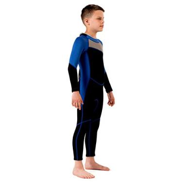 Imagem de 01 02 015 Roupa de mergulho infantil, design ergonômico elegante terno de mergulho infantil design com zíper para natação para homens para mergulho (10 jardas)