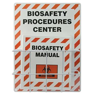 Imagem de Accuform ZLT170 Kit de placa central com processos de biossegurança de alumínio, painel traseiro com cesta de arame revestido, fichário manual de 3 anéis de 3 anéis incluído, 50 cm de comprimento x 38 cm de largura x 0,1 cm de espessura