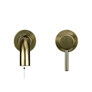 Imagem de Torneira de bacia misturador de banho torneira de pia de banheiro montagem de parede bronze mate preto com alça única água fria quente conjunto de ouro rosa branca, escova de bronze, 210, china