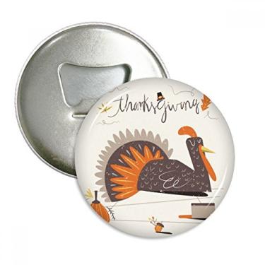 Imagem de Dia de Ação de Graças Padrão de Peru Abstrato Abridor de Garrafas Imã Emblema Multifuncional