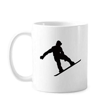 Imagem de Jumping Skateboarding Sport Black Outline Caneca Cerâmica Café Porcelana Utensílios de Mesa