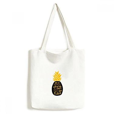 Imagem de Bolsa de lona Be a Sweet Pineapple com citação amarela bolsa de compras casual