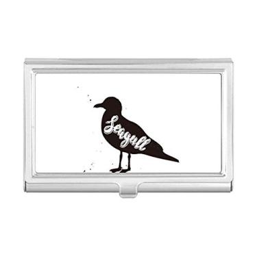 Imagem de Porta-cartões de visita de animal preto e branco gaivota, caixa de bolso carteira