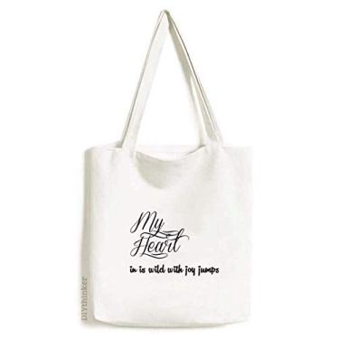 Imagem de Famous Poetry Citação My Heart Joy sacola de lona bolsa de compras casual bolsa de mão