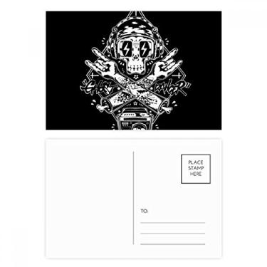 Imagem de Conjunto de cartão postal ilustrado de caveira música preta, cartão de agradecimento por correio de aniversário