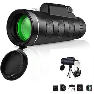 Imagem de Telescópio monocular de alta potência 40 × 60 telescópio portátil compacto com clipe de telefone e tripé para smartphone observação de pássaros Caminhadas Pesca ao ar livre Esportes e shows, preto