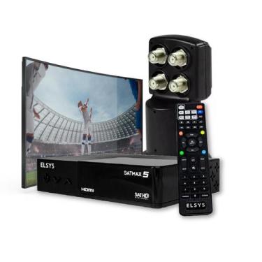 Imagem de Receptor De Tv Via Satelite Elsys Sathd Satmax 5 - Etrs70 + Lnbf Quadr