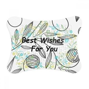 Imagem de Moldura de quebra-cabeça com estampa de folhas frescas desenhando o melhor desejo, decoração de imagem