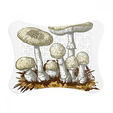 Imagem de Linda moldura de quebra-cabeça com estampa de cogumelo branco para decoração de imagem, enfeite de jogo de quebra-cabeça