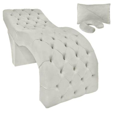 Imagem de Maca Cama Estética Estofada para Design Cílios Sobrancelhas Veludo Bege SOFA STORE