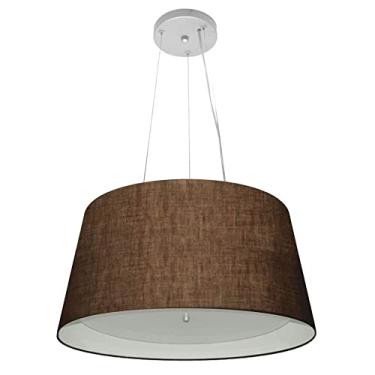 Imagem de Lustre Pendente Cone Cúpula Duplo Tecido 25/50x40, Vivare Iluminação, Pendente4144 LCBR, Café/Branco, Médio