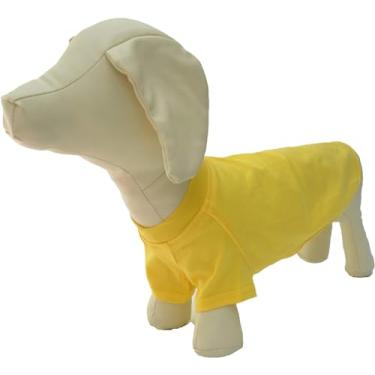 Imagem de Lovelonglong 2019 Trajes de animal de estimação Roupas de cachorro roupas em branco Camisetas para cães grandes médios pequenos 100% algodão 18 coresLovelonglong D-L (for Dachshund -20lbs) amarelo