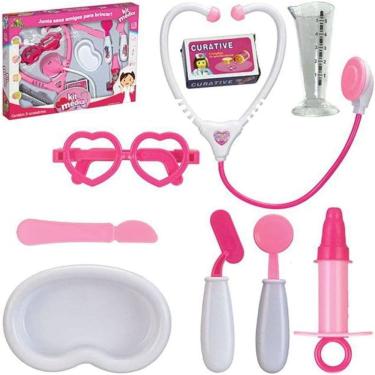 Imagem de Kit Médica Brinquedo Infantil com Estetoscópio e Acessórios Brincando de Profissões Doutora - PANAMI