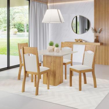 Imagem de Mesa  de Jantar Quadrada Dumond Com 4 Cadeiras Pietra Cobre/Blonde/Marfim - Casa Giulia